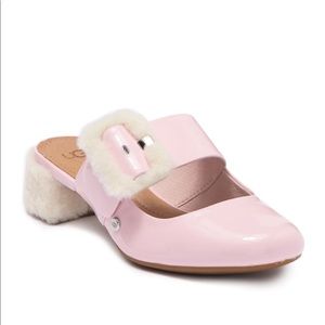 NWT UGG Y2K Shearling Patent Baby Pink Block Heels